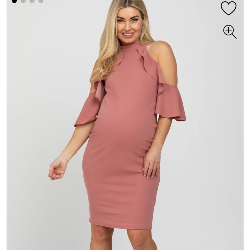 Pinkblush Dusty Rose Cold Shoulder Maternity Dress NWOT